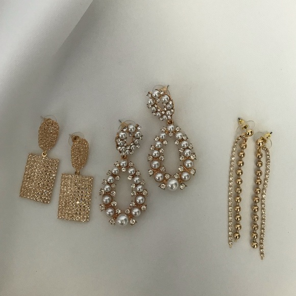 Pearl and Crystal Teardrop Statement Earrings - Picture 9 of 15